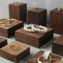 Armazenamento quadrado de madeira maciça, suporte para jóias